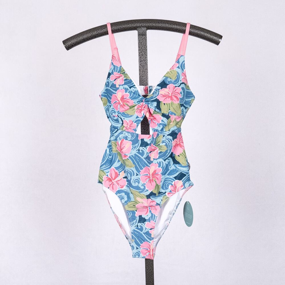 Caden Lane Womens One-Piece Ohana Swimsuit XS Floral Hawaiian Tropical Beach UPF - Picture 1 of 6